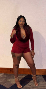 Load image into Gallery viewer, Brianna fur romper
