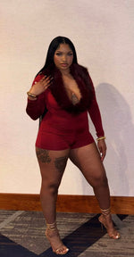 Load image into Gallery viewer, Brianna fur romper
