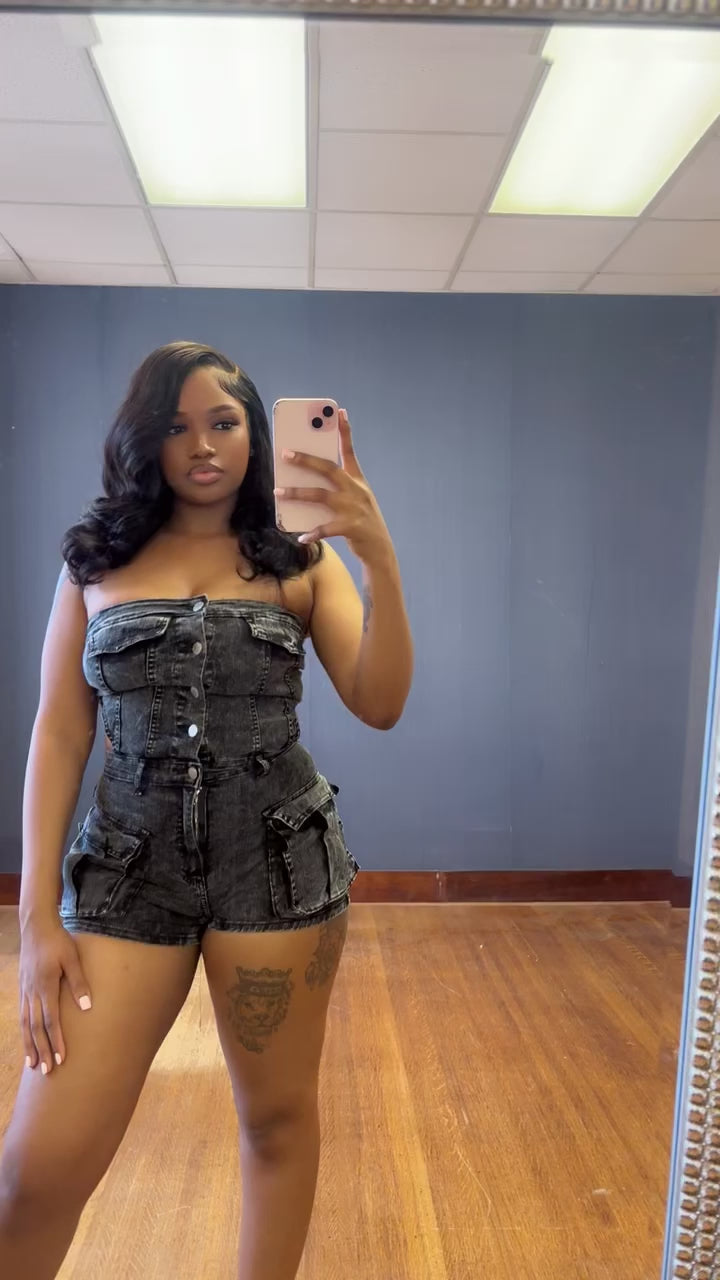 Carine denim romper